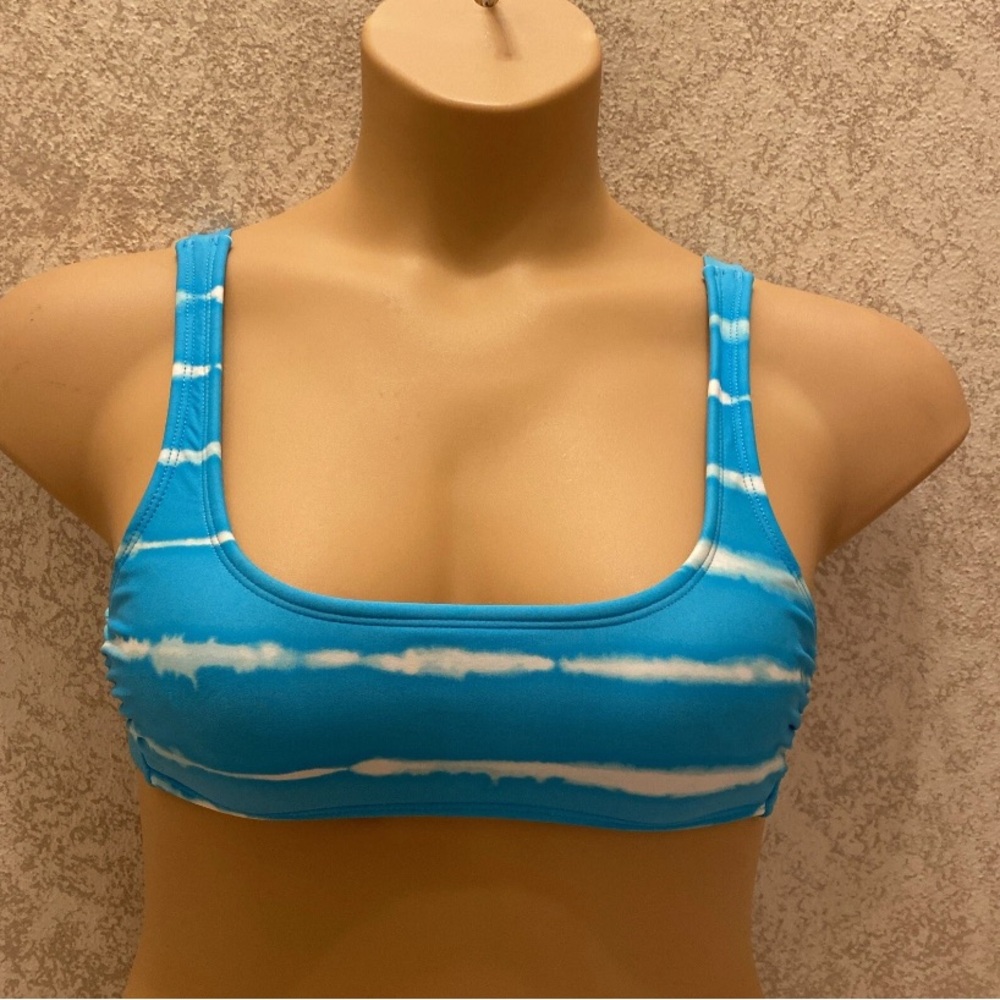 Xhilaration Blue and White Striped Bikini Top